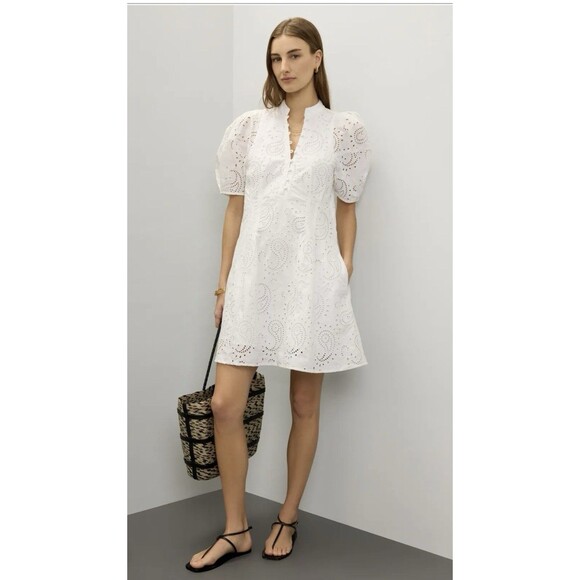 Club Monaco Dresses & Skirts - Club Monaco Eyelet Balloon Sleeve Mini Dress  White Size 10